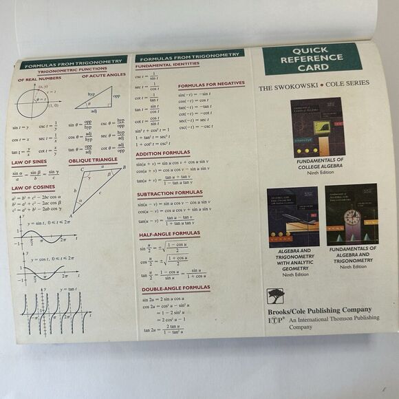 Fundamentals of Algebra and Trigonometry, 9th edition, Hardcover Swokowski Cole - Picture 9 of 10